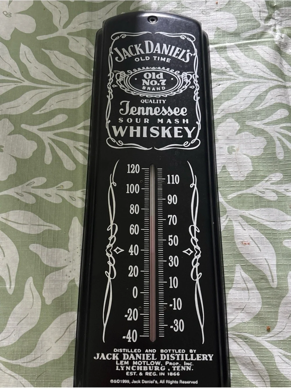 Jack Daniels Black and White Tennessee Whiskey Wall Thermometer Sign